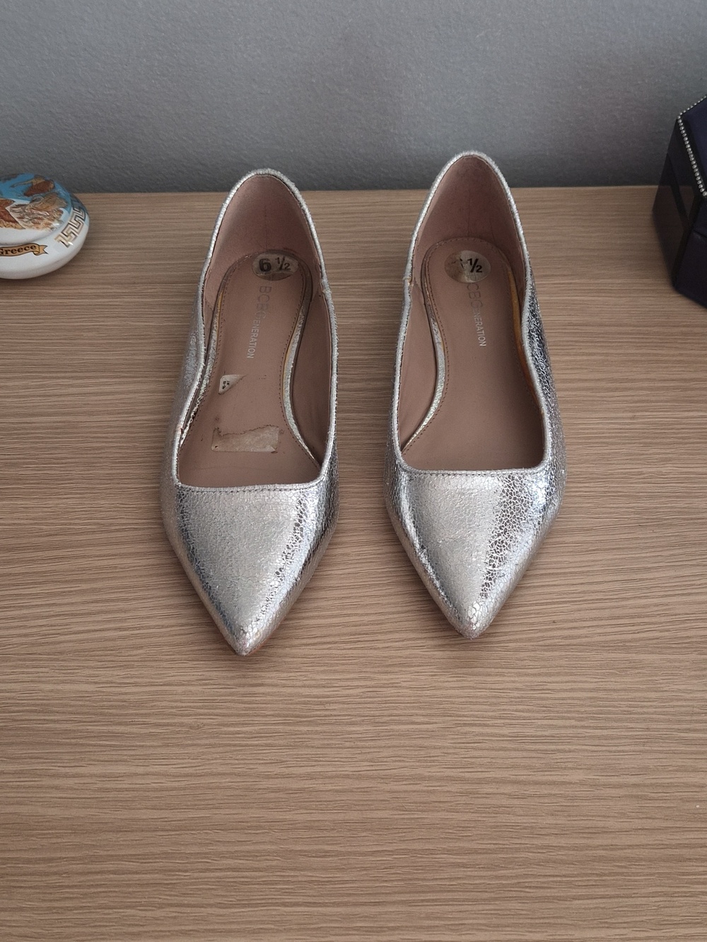 Silver Pointed Toe Women’s Flats